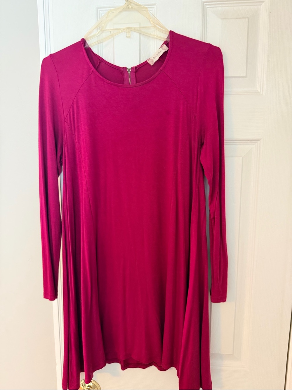 Altar'd State Long-Sleeve Swing Dress in Fuchsia